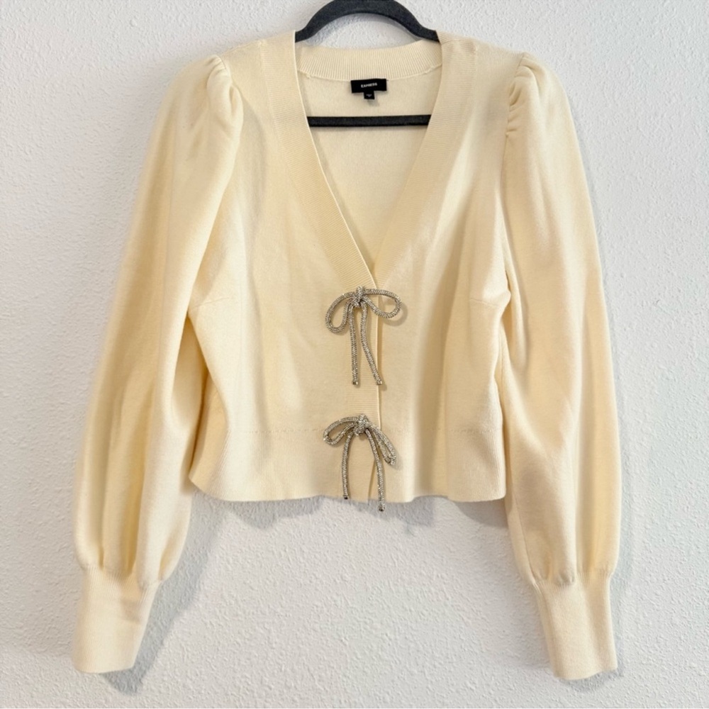 Express Cream Ribbon Sweater - Picture 2 of 3